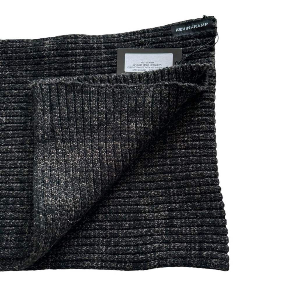 Kevin Kramp Ribbed scarf brown/gray Cashmere blend NEW - Picture 3 of 9